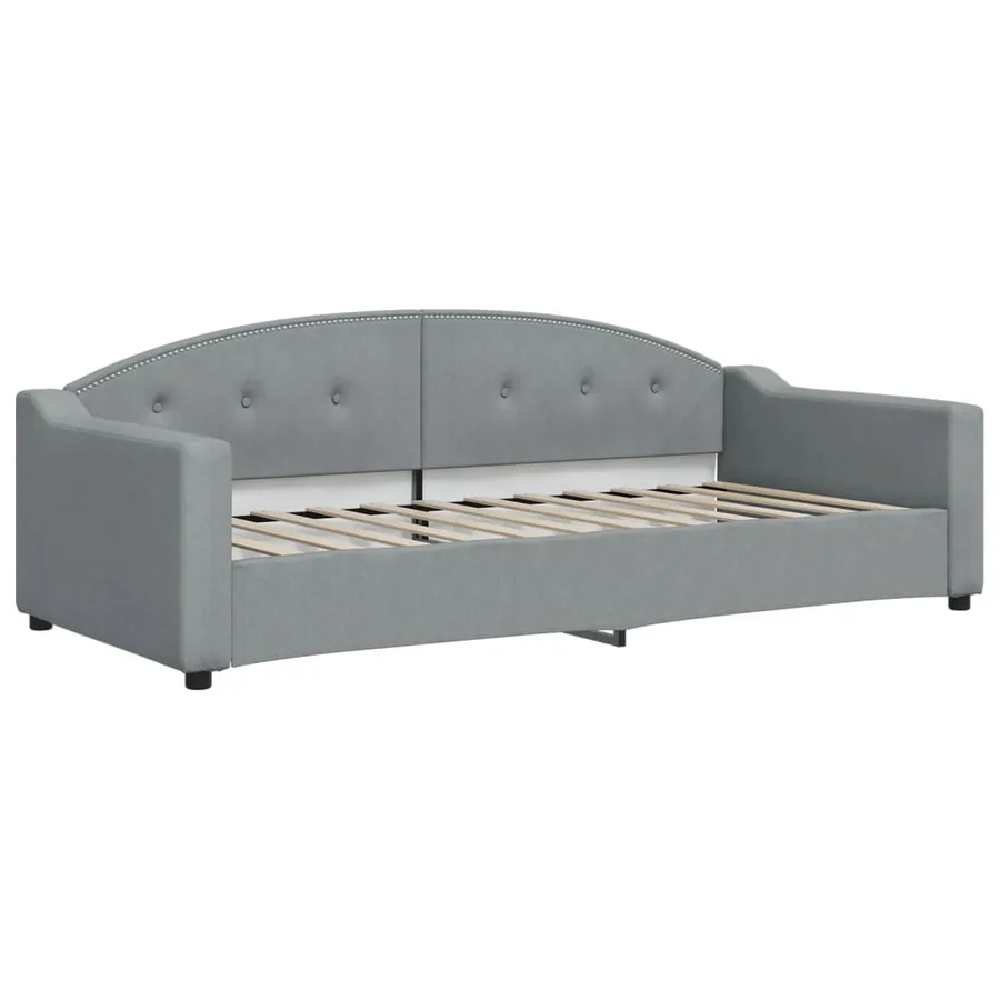 Lit de jour avec gigogne et tiroirs gris clair 90x200 cm tissu - 4