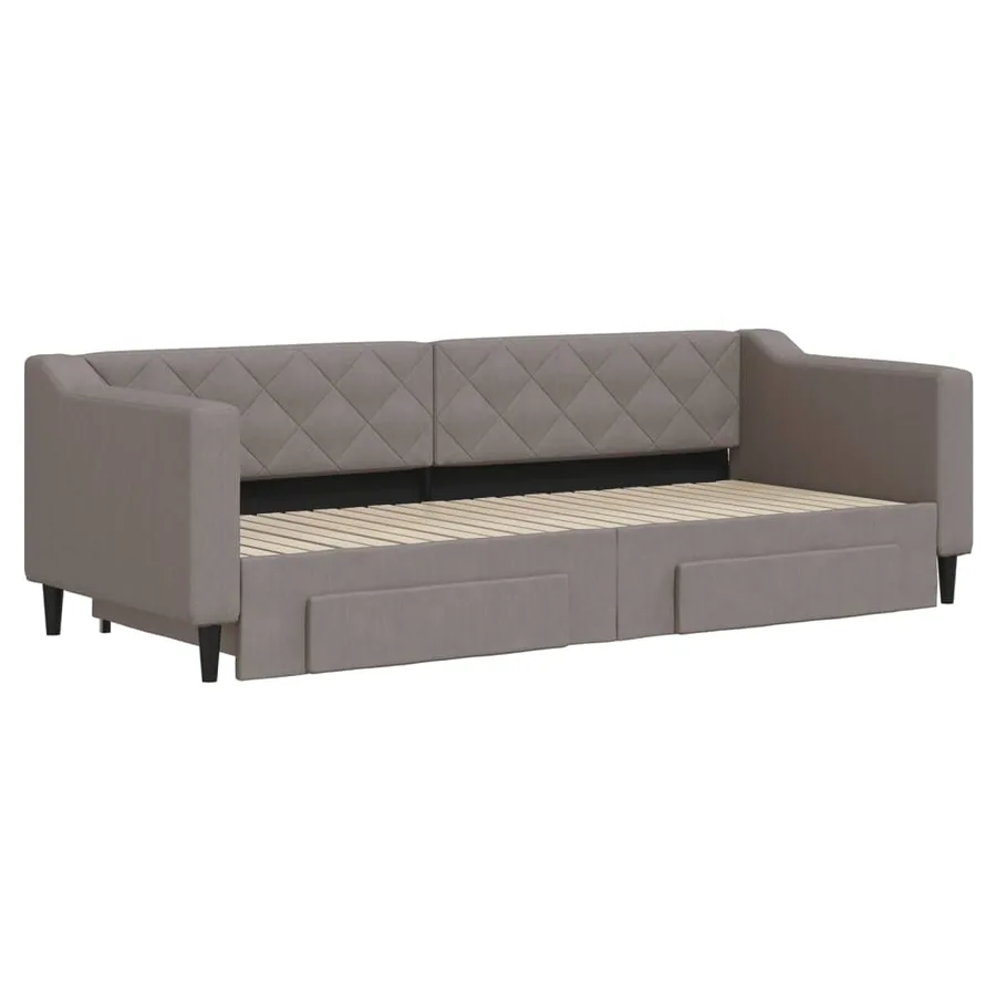 Lit de jour avec gigogne et tiroirs sans matelas taupe 80x200cm - 3