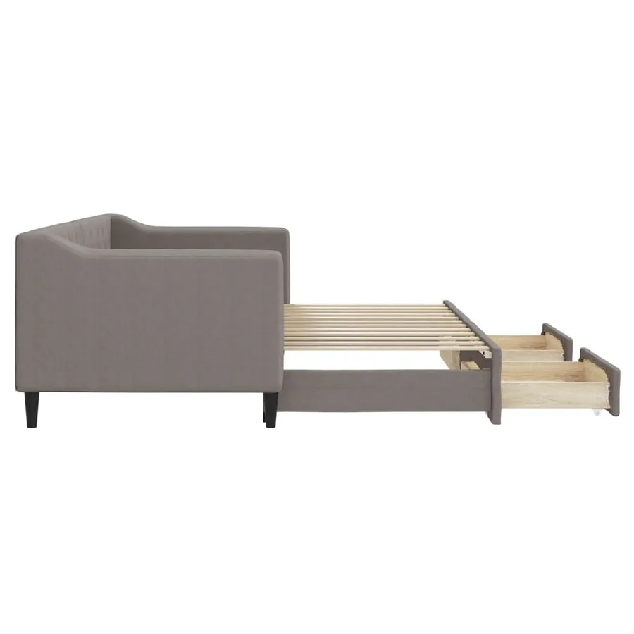 Lit de jour avec gigogne et tiroirs sans matelas taupe 80x200cm - 7