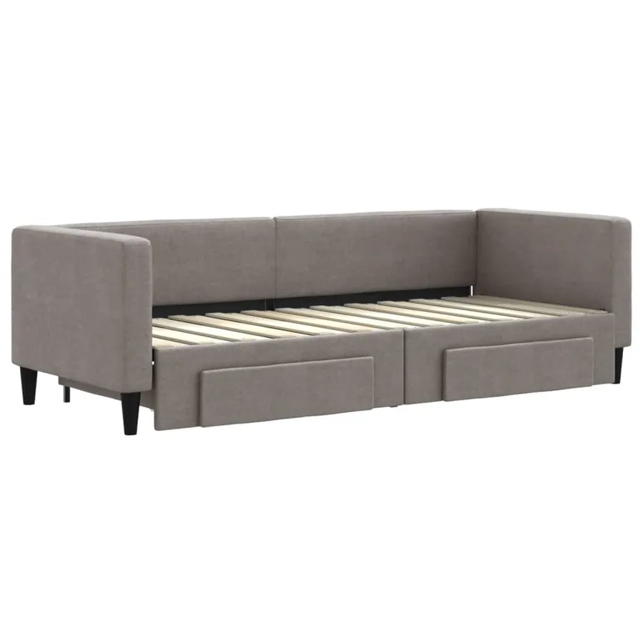 Lit de jour avec gigogne et tiroirs sans matelas taupe 80x200cm - 3