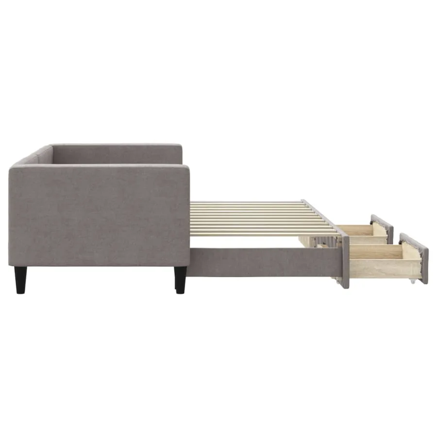 Lit de jour avec gigogne et tiroirs sans matelas taupe 80x200cm - 4