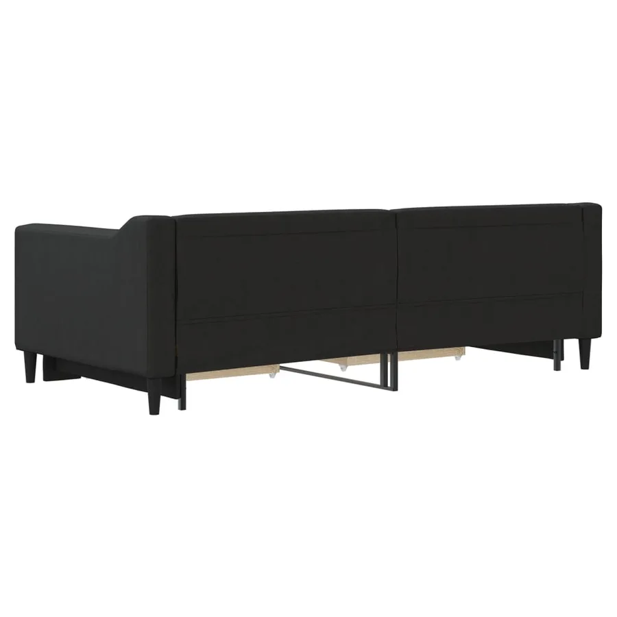Lit de jour avec gigogne et tiroirs noir 90x190 cm tissu - 8