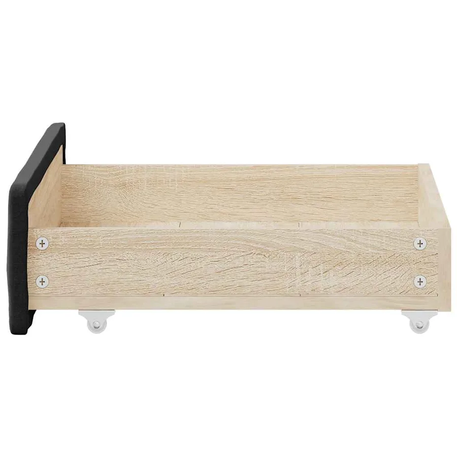 Tiroirs de lit 2 pcs noir bois d'ingénierie et tissu - 5