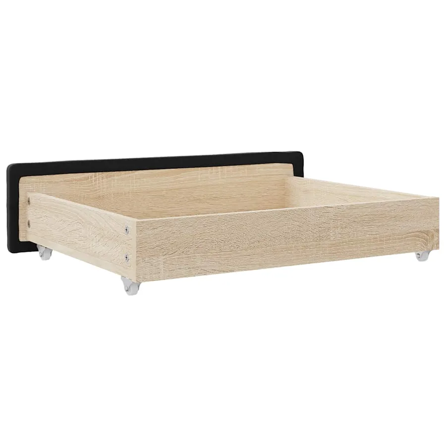 Tiroirs de lit 2 pcs noir bois d'ingénierie et tissu - 6