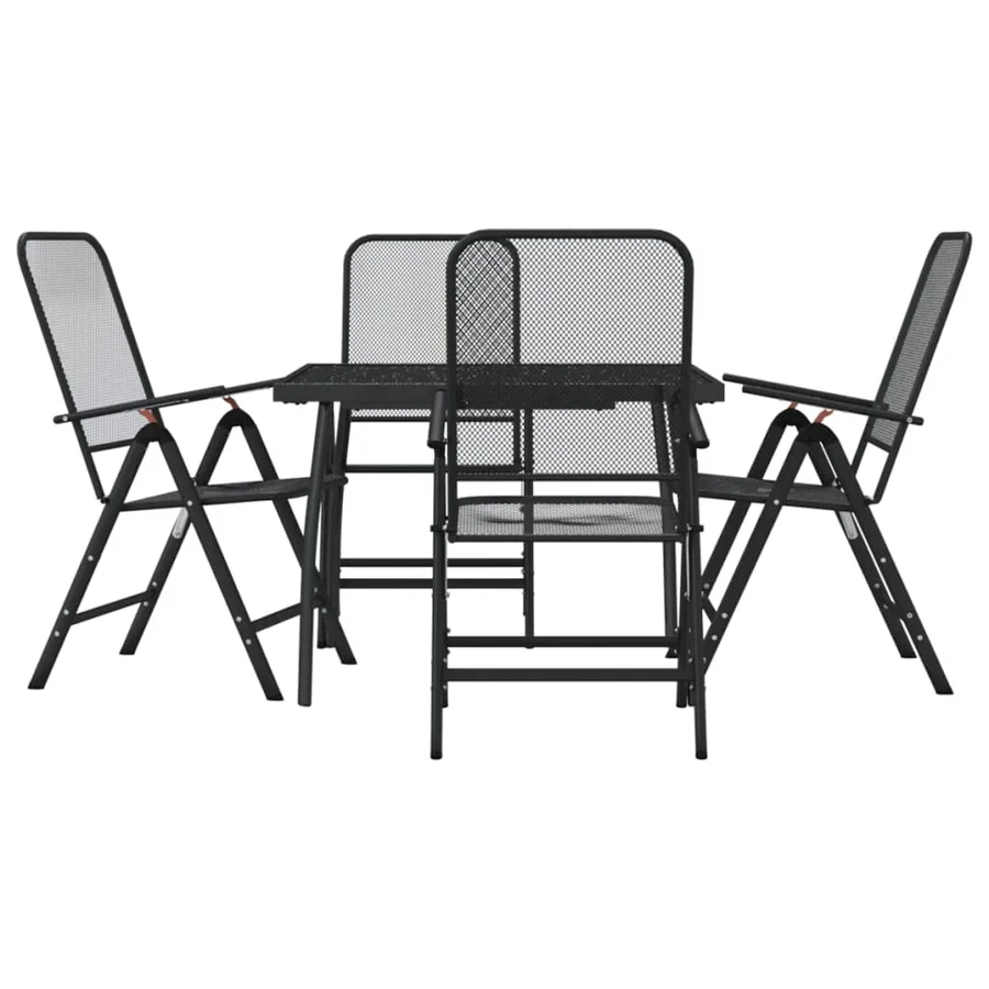 Ensemble à manger de jardin 5 pcs anthracite métal maille - 2
