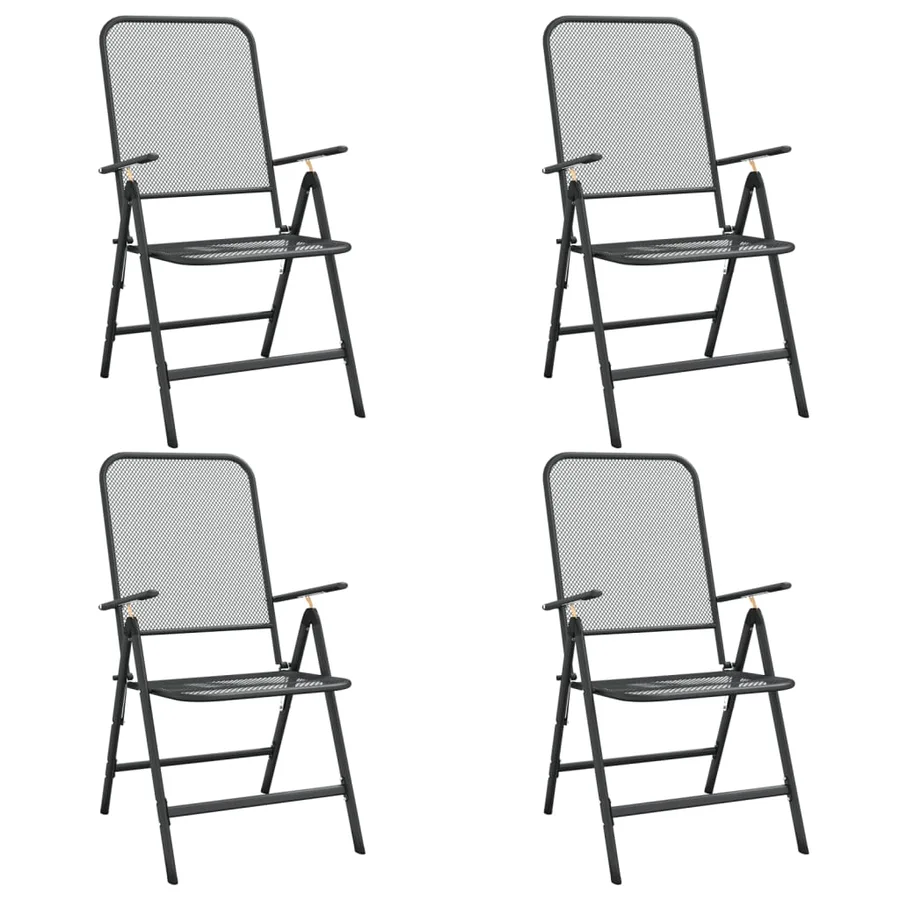 Ensemble à manger de jardin 5 pcs anthracite métal maille - 3