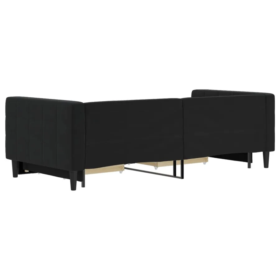 Lit de jour avec gigogne et tiroirs sans matelas noir 90x200 cm - 5