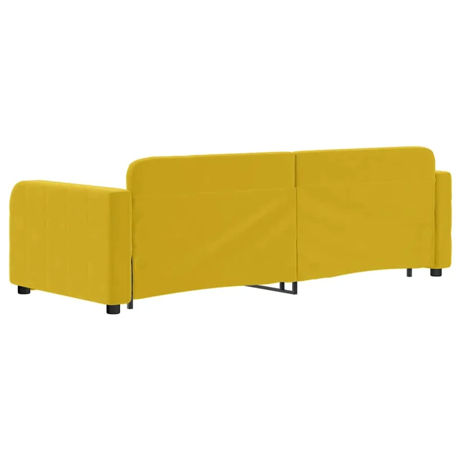 Lit de jour avec gigogne et tiroirs jaune 80x200 cm velours - 5