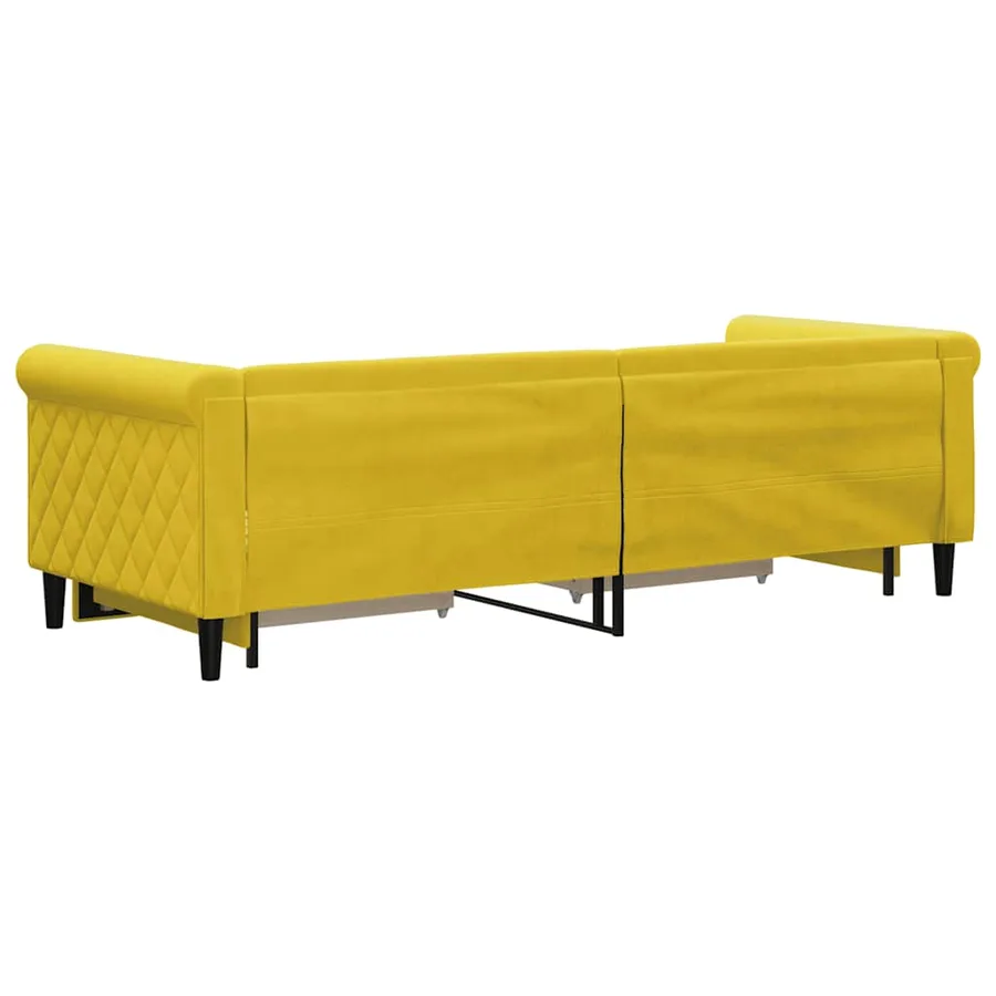 Lit de jour avec gigogne et tiroirs jaune 80x200 cm velours - 5