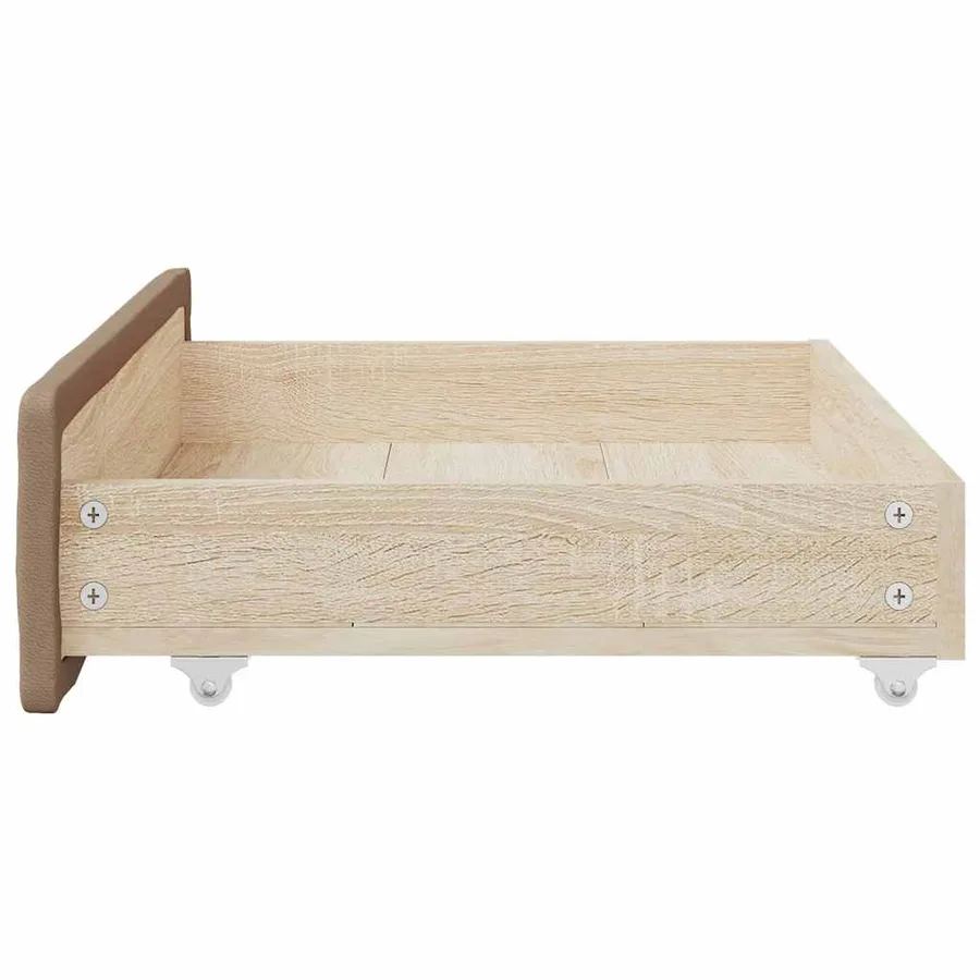 Tiroirs de lit 2 pcs cappuccino bois d'ingénierie et similicuir - 5
