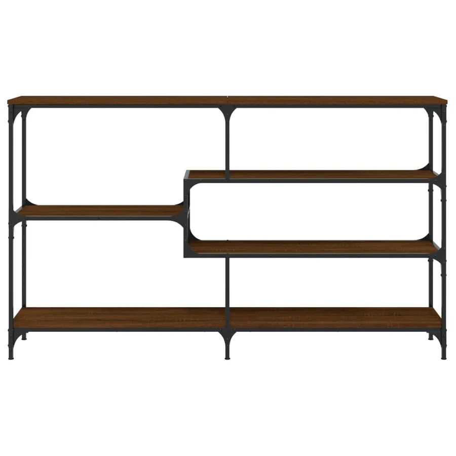 Table console chêne marron 160x32x95 cm bois d'ingénierie - 4