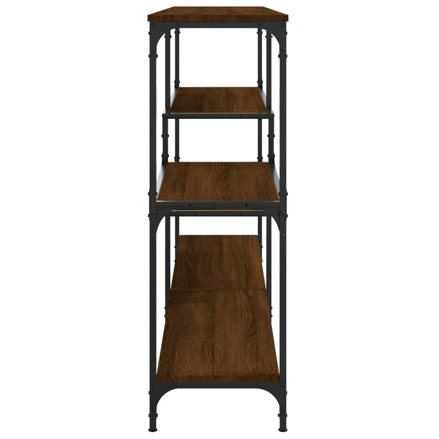Table console chêne marron 160x32x95 cm bois d'ingénierie - 5