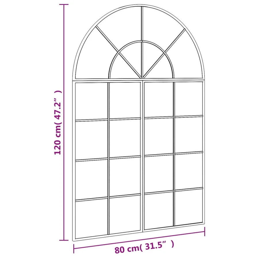 Miroir mural noir 80x120 cm arche fer - 7