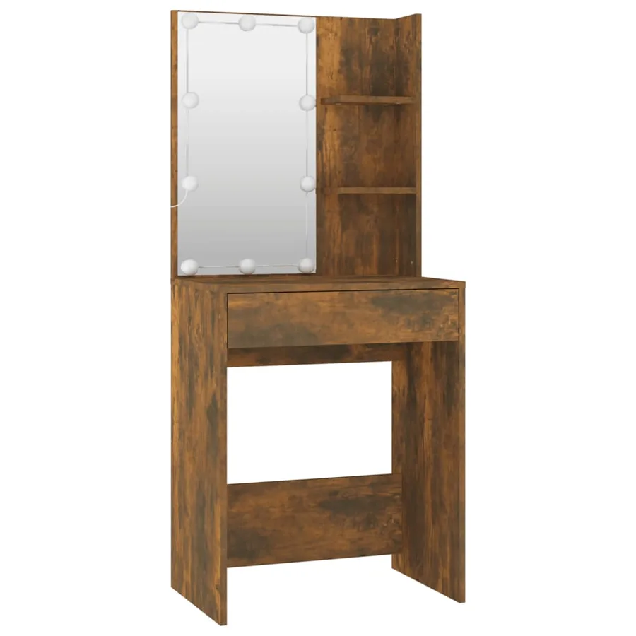 Ensemble de coiffeuse avec LED Chêne fumé Bois d'ingénierie - 6