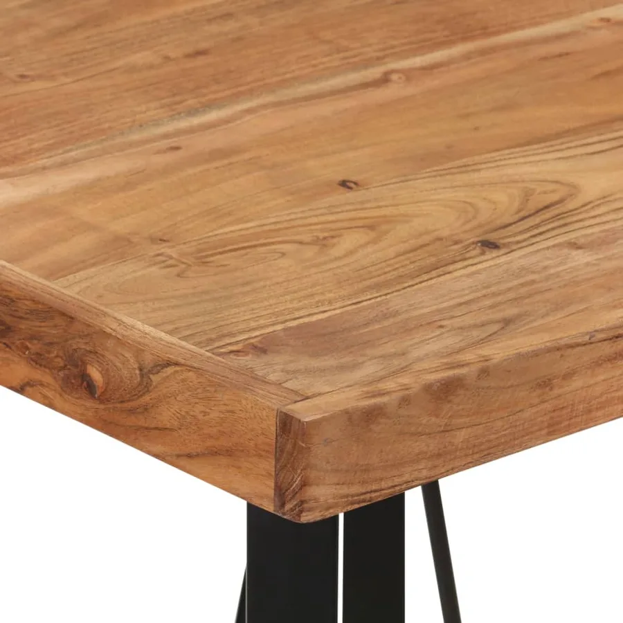 Table de bar 55x55x107 cm bois massif d'acacia et fer - 5