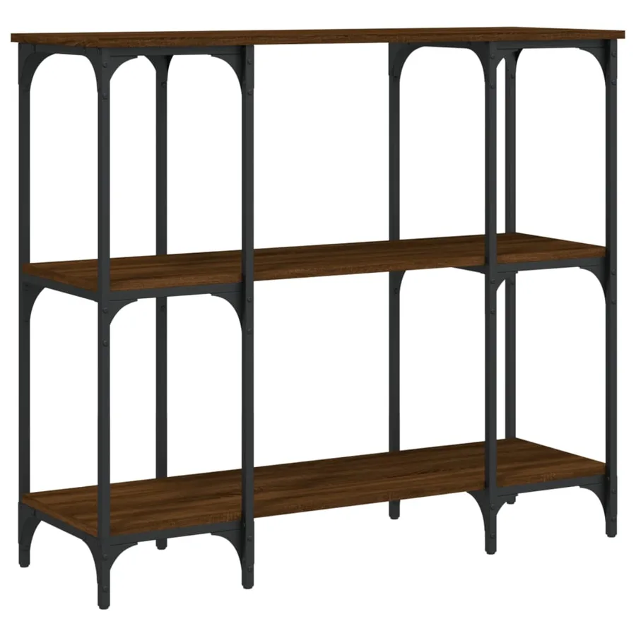 Table console chêne marron 102x35x90 cm bois d'ingénierie - 2