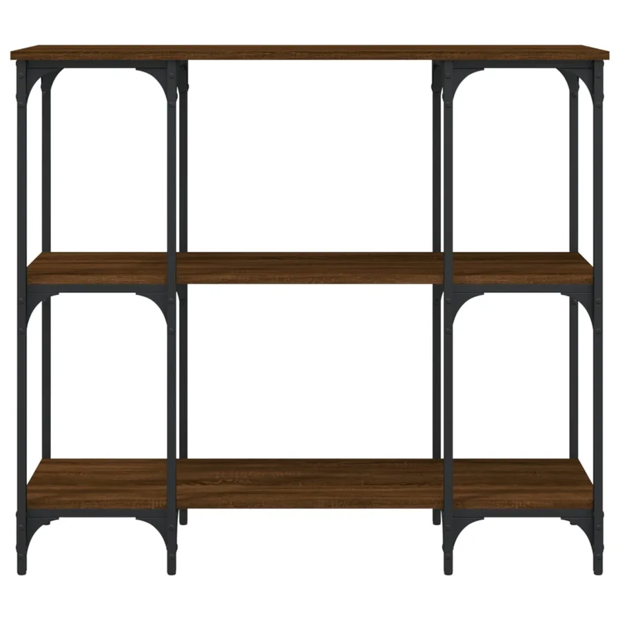 Table console chêne marron 102x35x90 cm bois d'ingénierie - 4