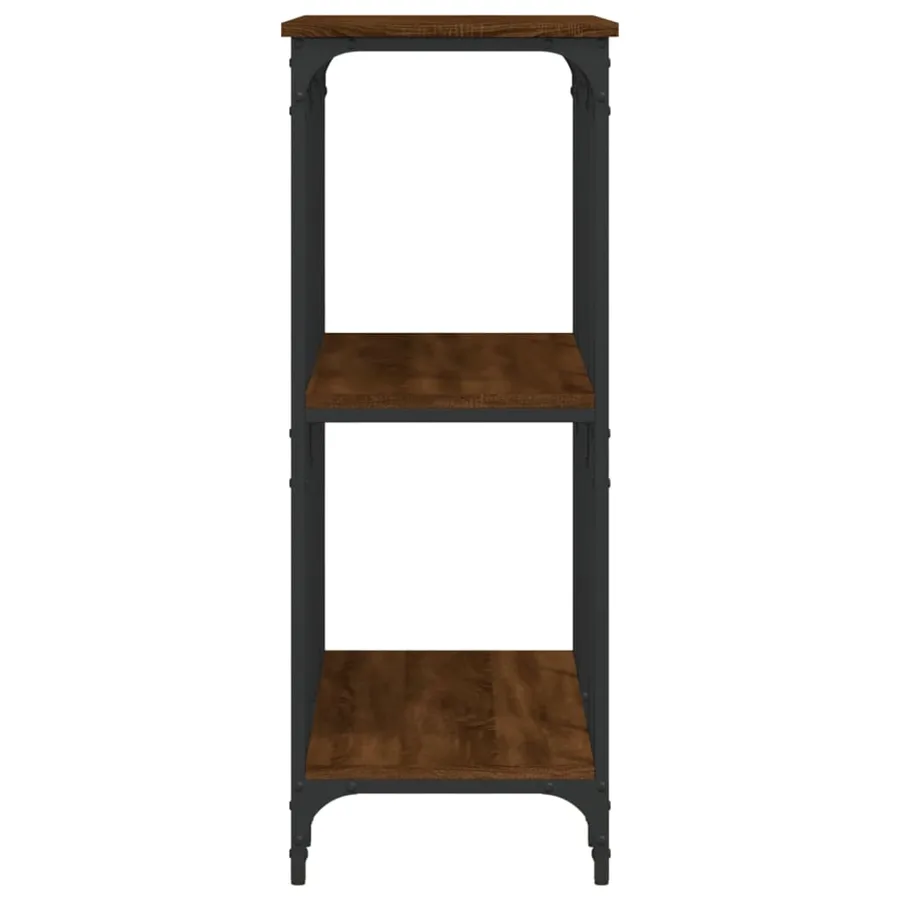 Table console chêne marron 102x35x90 cm bois d'ingénierie - 5