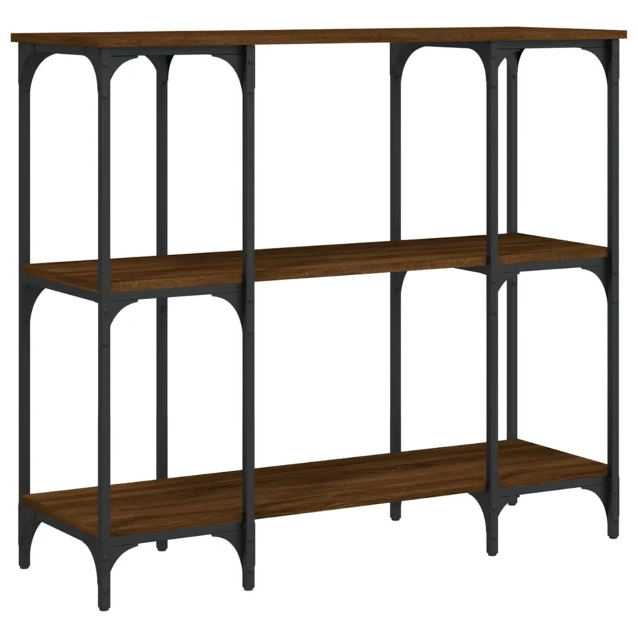 Table console chêne marron 102x35x90 cm bois d'ingénierie - 6