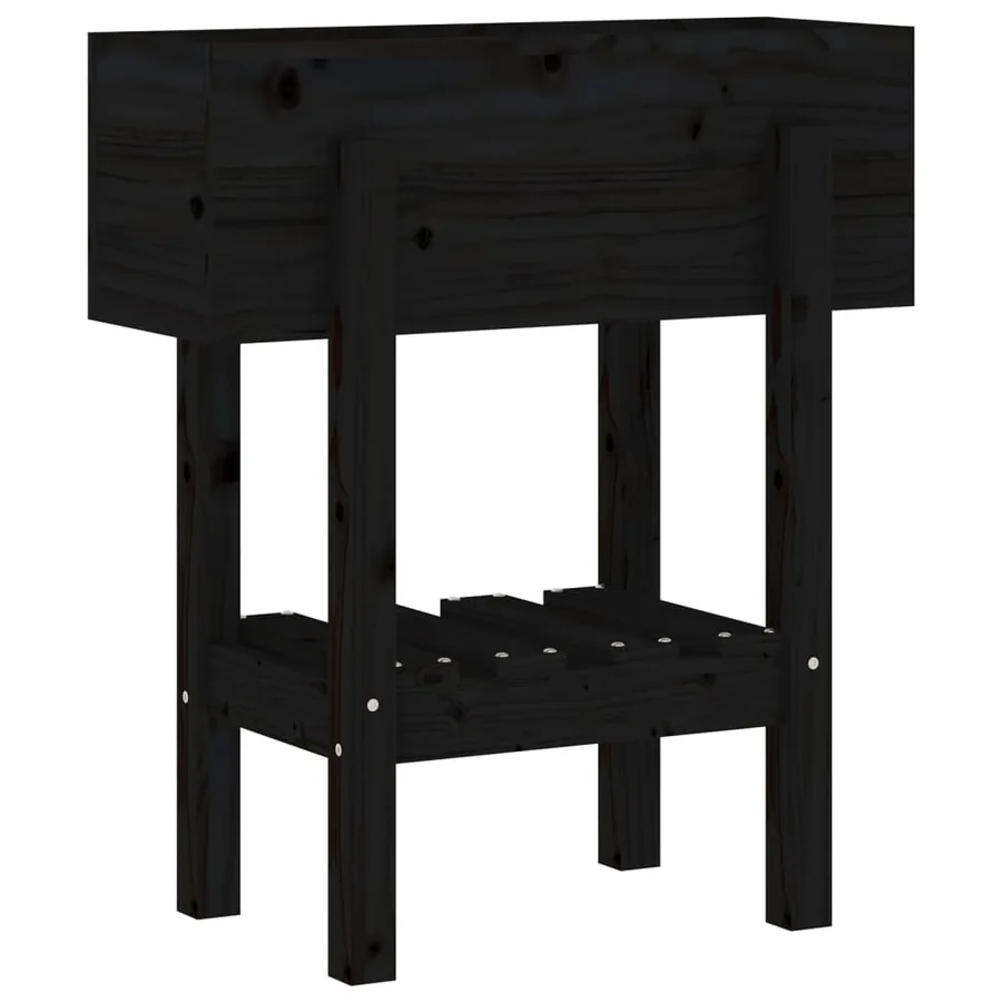 Jardinière noir 62x30x69 cm bois massif de pin - 2