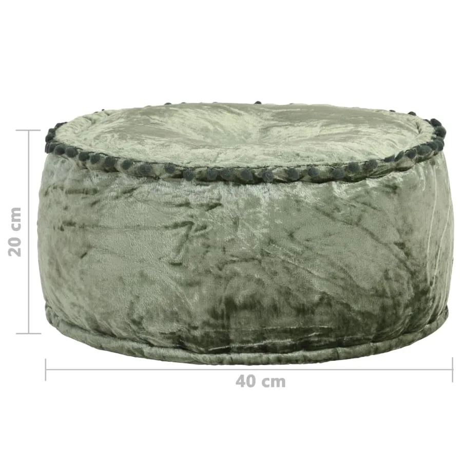 Pouf Rond Velours 40x20 cm Vert - 4