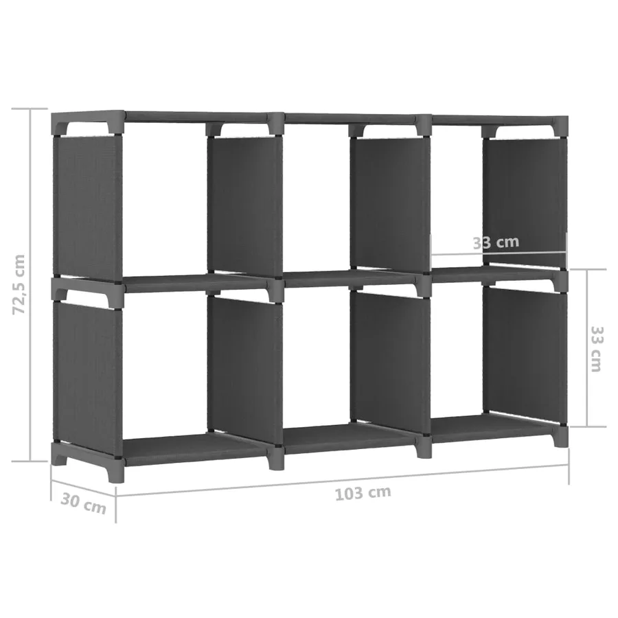 Étagère d'affichage 6 cubes Gris 103x30x72,5 cm Tissu - 8