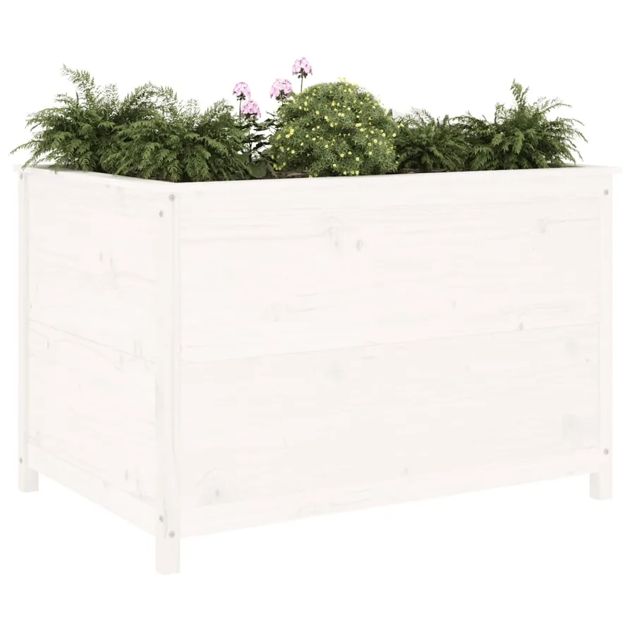 Lit surélevé de jardin blanc 119,5x82,5x78cm bois de pin massif - 3