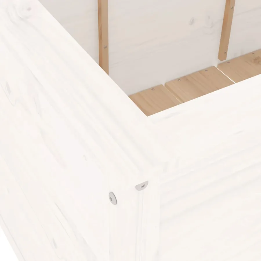 Lit surélevé de jardin blanc 119,5x82,5x78cm bois de pin massif - 7