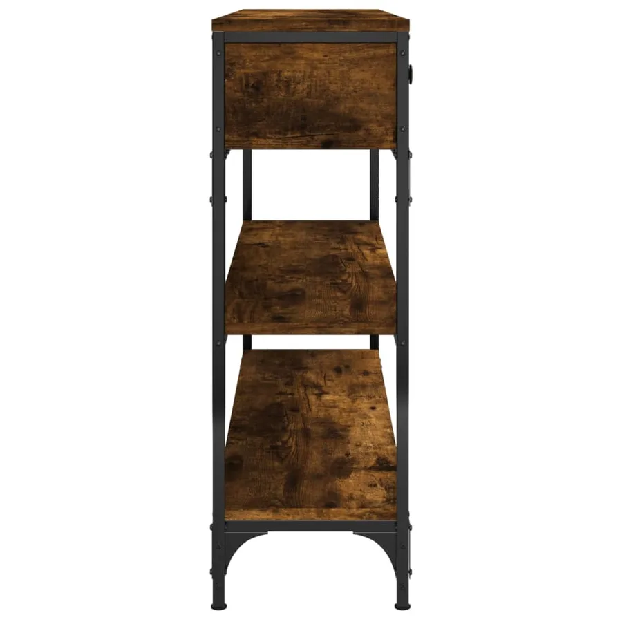 Table console chêne fumé 100x25x75 cm bois d'ingénierie - 7