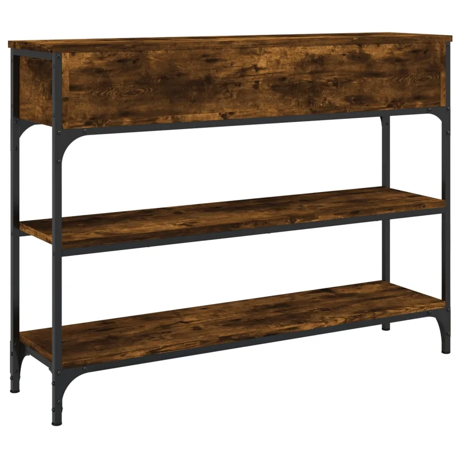 Table console chêne fumé 100x25x75 cm bois d'ingénierie - 8