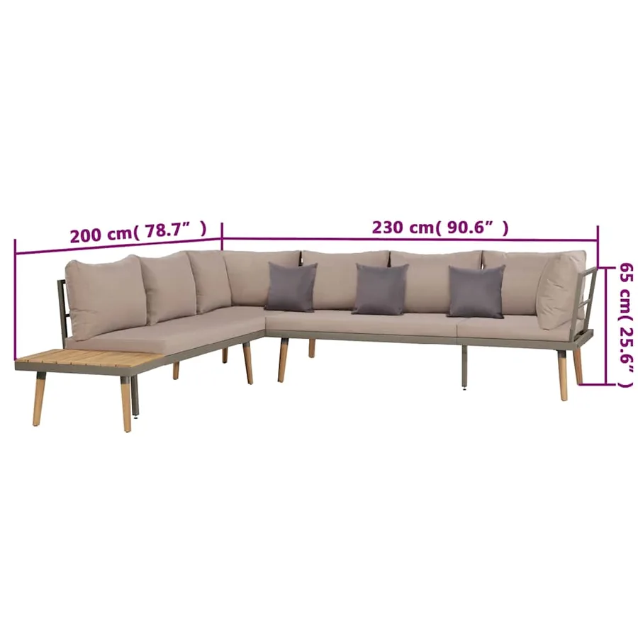 Salon de jardin 4pcs et coussins Bois d'acacia solide Marron - 7