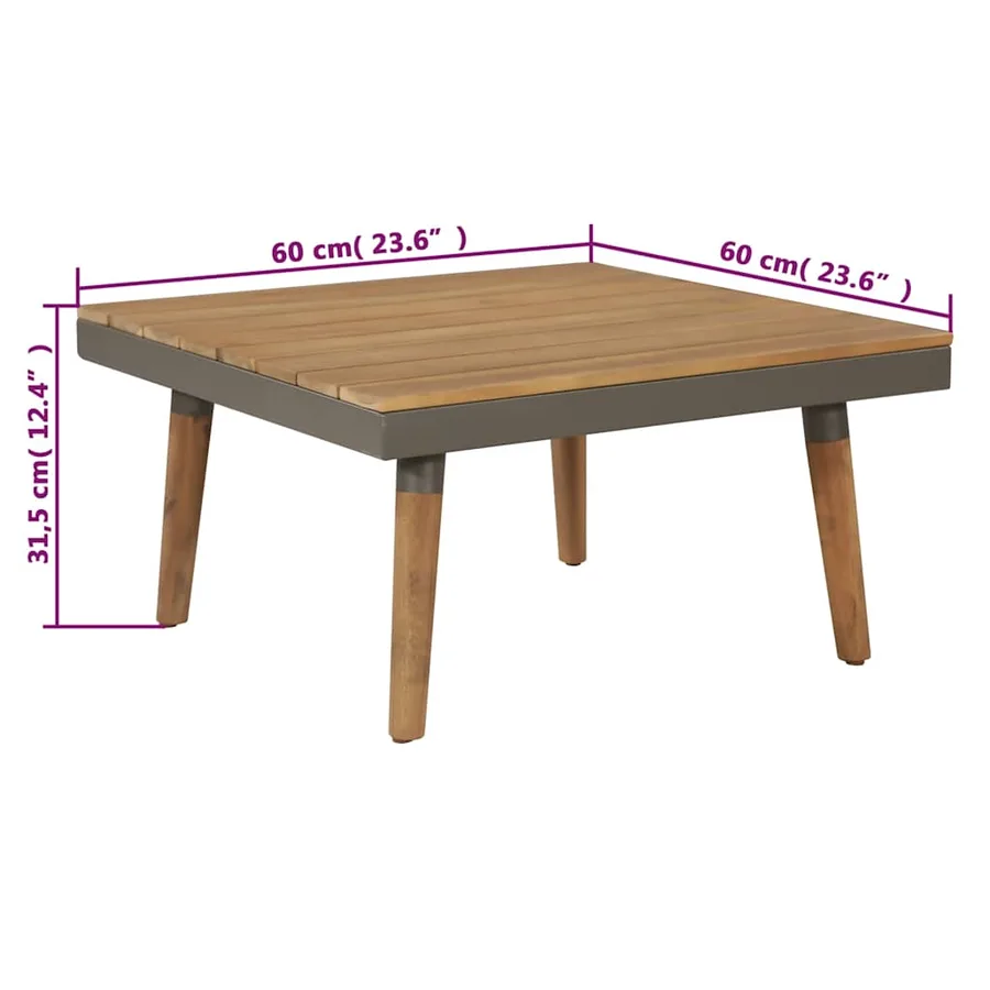 Salon de jardin 4pcs et coussins Bois d'acacia solide Marron - 8