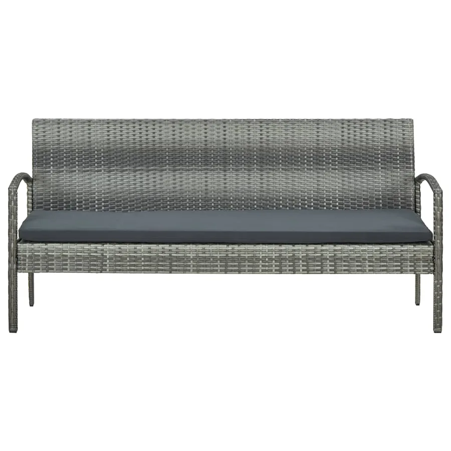 Canapé de jardin à 3 places avec coussin Gris Résine tressée - 2