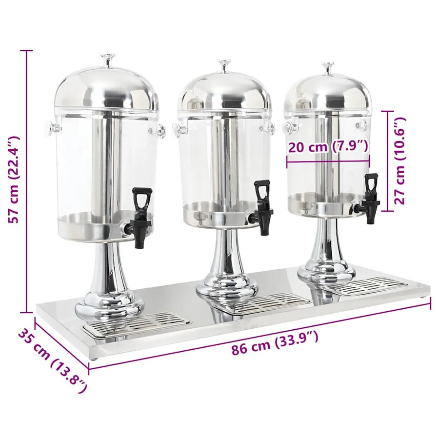 Distributeur de jus en acier inoxydable 3 x 8 L - 9