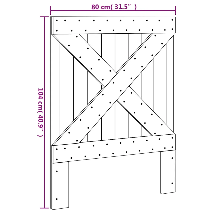 Tête de lit 80x104 cm bois massif de pin - 7