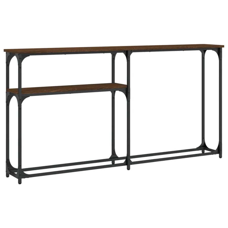 Table console chêne marron 145x22,5x75 cm bois d'ingénierie - 2