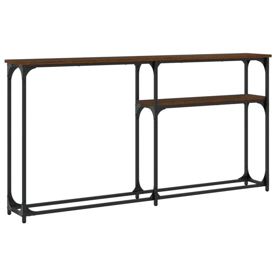 Table console chêne marron 145x22,5x75 cm bois d'ingénierie - 4
