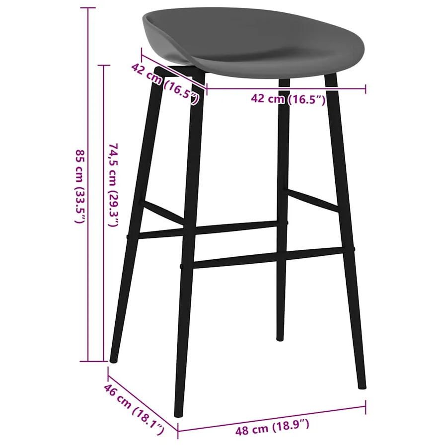 Chaises de bar lot de 4 gris - 7