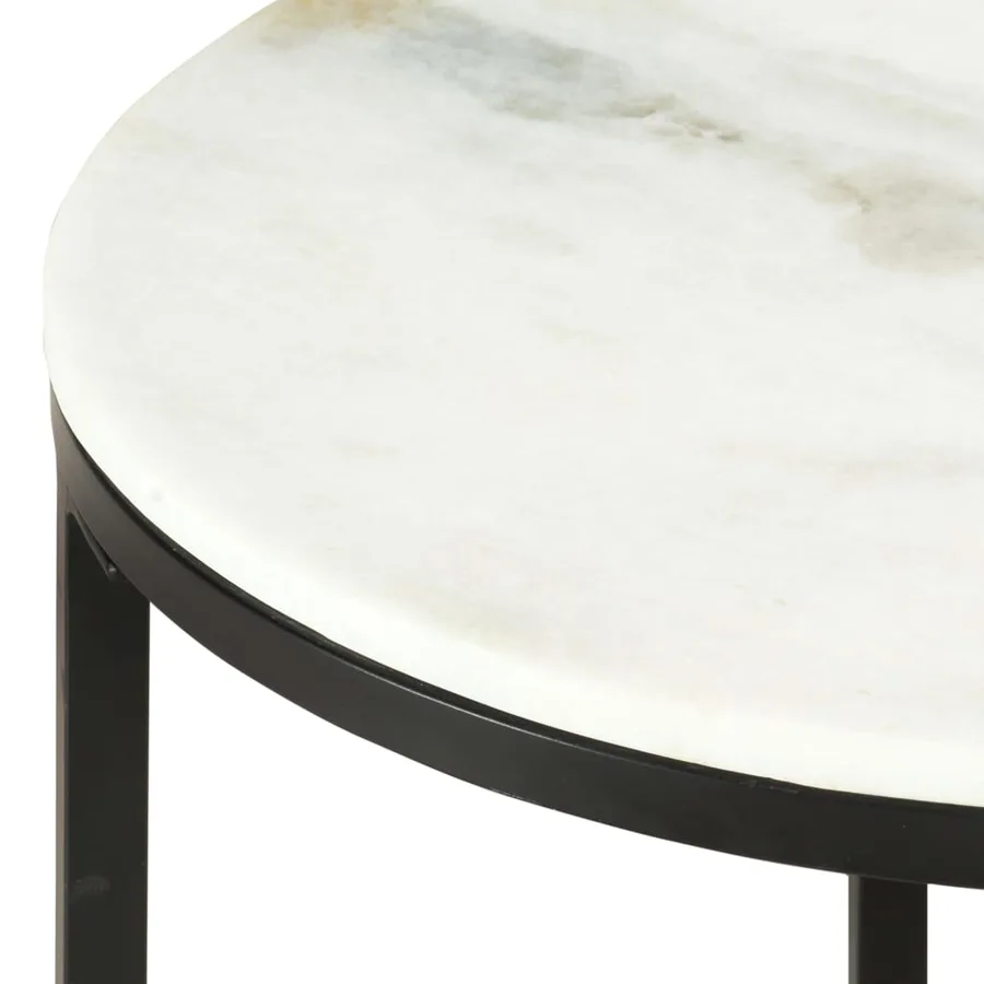 Table basse Blanc et noir Ø50 cm Marbre solide véritable - 2