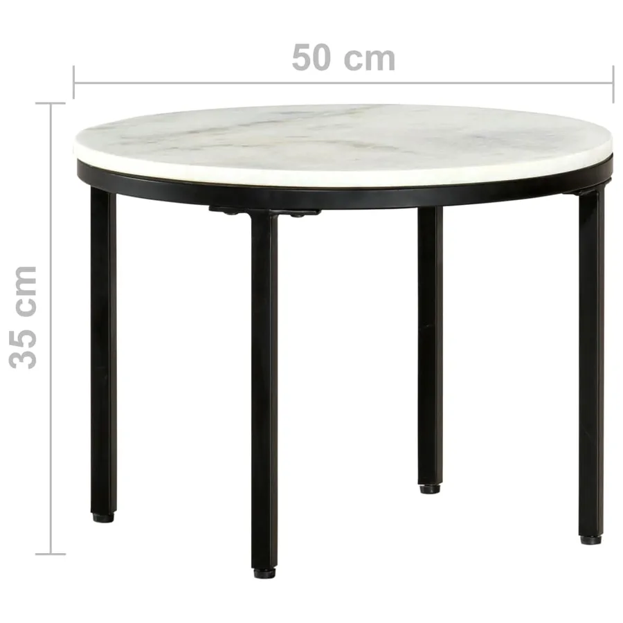 Table basse Blanc et noir Ø50 cm Marbre solide véritable - 4