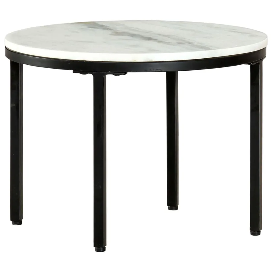 Table basse Blanc et noir Ø50 cm Marbre solide véritable - 6