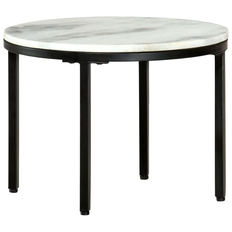 Table basse Blanc et noir Ø50 cm Marbre solide véritable - 7