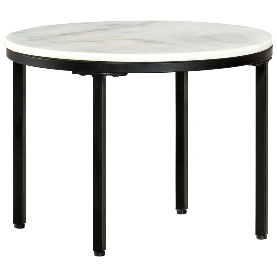 Table basse Blanc et noir Ø50 cm Marbre solide véritable - 8