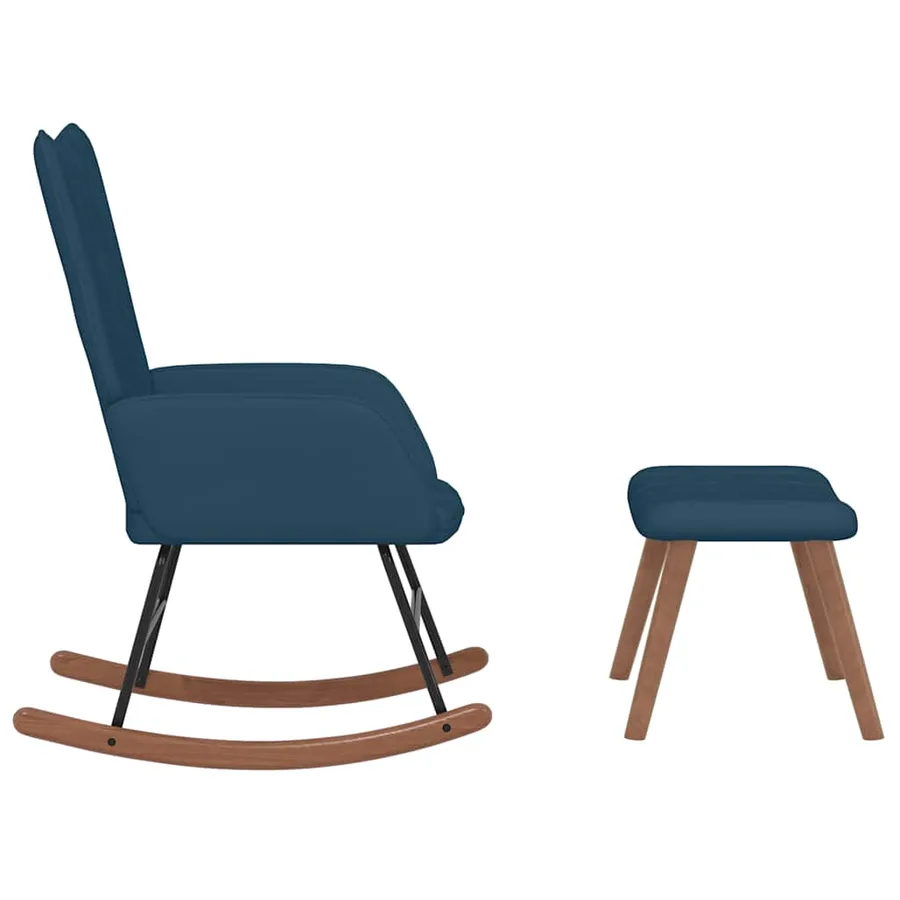 Chaise à bascule avec repose-pied Bleu Velours - 4