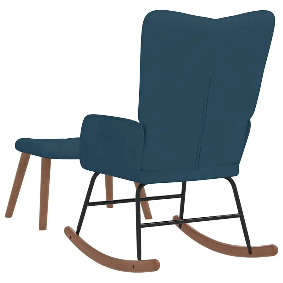 Chaise à bascule avec repose-pied Bleu Velours - 5