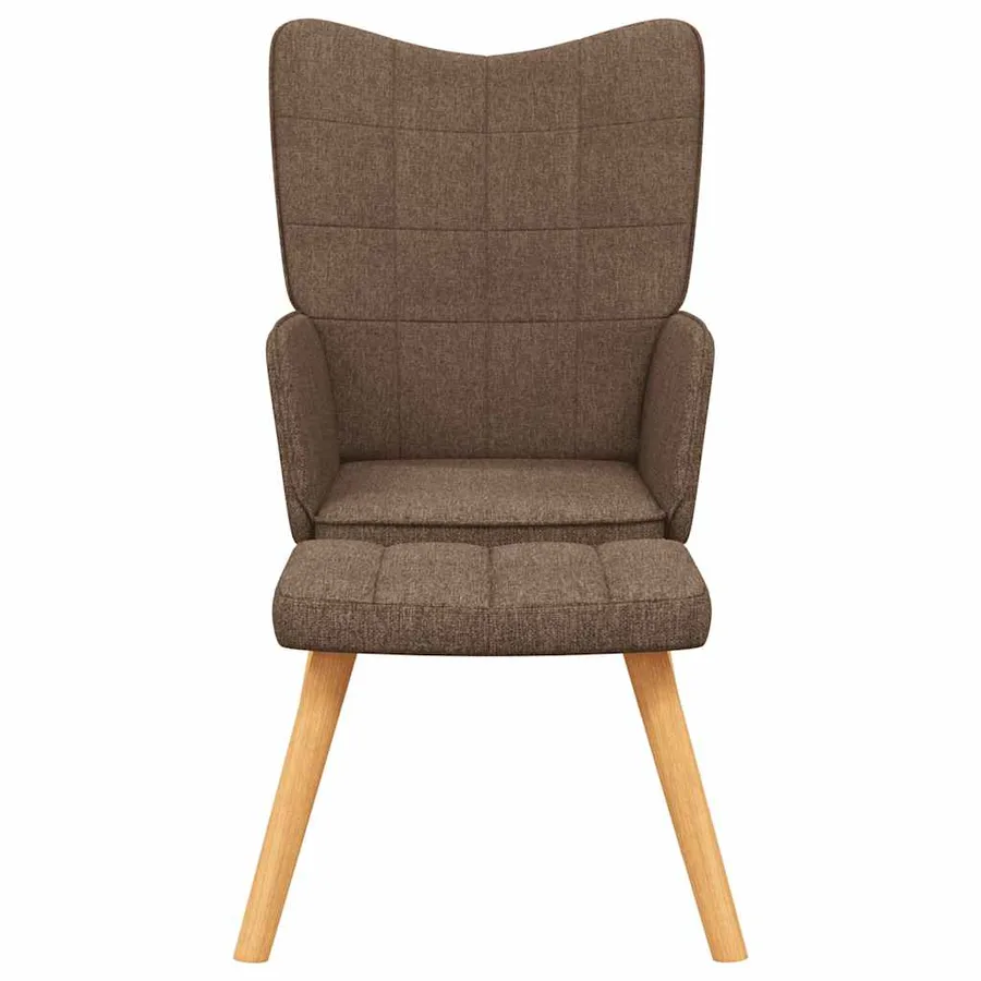 Chaise de relaxation avec tabouret Marron Tissu - 3