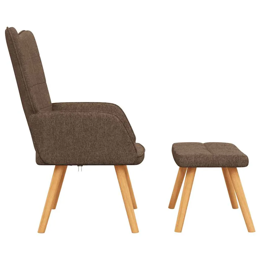 Chaise de relaxation avec tabouret Marron Tissu - 4