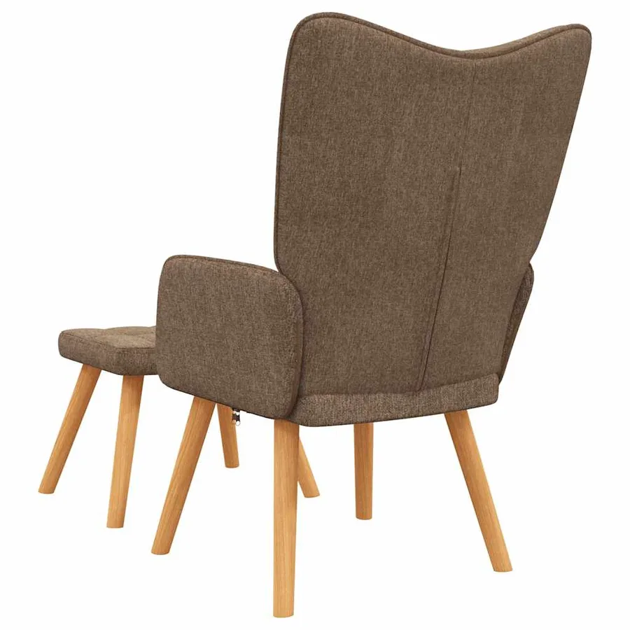 Chaise de relaxation avec tabouret Marron Tissu - 5