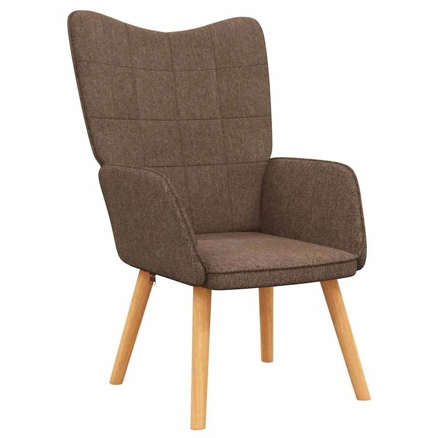 Chaise de relaxation avec tabouret Marron Tissu - 6