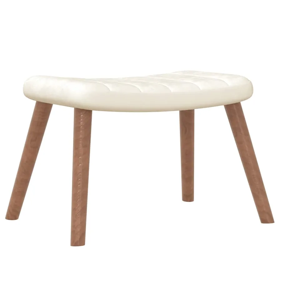 Chaise de relaxation avec repose-pied Blanc crème Velours - 7